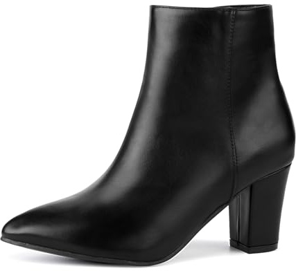 Remxi Women's Ankle Boots Chunky High Heel Chelsea Boots Casual Smart Party Ladies Shoes Black UK 6