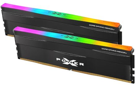 Silicon Power DDR5 32GB (2x16GB) RGB 6000MHz (PC5-48000) 288-pin CL30 1.35V UDIMM Desktop Memory Module RAM SP032GXLWU60AFDF Black RGB
