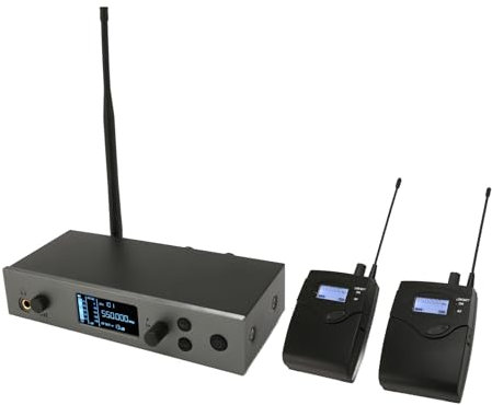 Sistema de Monitor de Oído Inalámbrico Estéreo UHF, 520-580 MHz Sistema de Retorno de Oído de Monitor UHF Profesional 1 Remolque 2 de un Canal para Grabación de Escenario