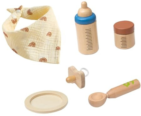 Toyvian Kinder Holzspielzeug 1 Satz Spielzeug Zum Füttern Mit Der Flasche Spielzeug-babyflasche Babypuppenflasche Fütterungsset Für Babypuppen Babypuppen-spielset Schnuller Für Kind Holz Suite Puzzle