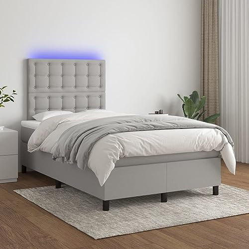 CIADAZ Boxspringbett mit Matratze & Hellgrau 120x200 cm Stoff, Bett, Bettgestell, Jugendbett, Schlafzimmer Bett, Bed Fram 3135181