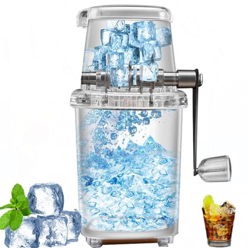 Máquina trituradora de hielo manual, mini picadora de hielo, trituradora de hielo giratoria manual, máquina de granizado de cócteles,molinillo de hielo cromado de 1,25 l,picadora de bebidas en cubitos