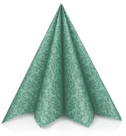 GRUBly Servietten EUKALYPTUS, Stoffähnlich [50 Stück], Hochwertige Tischdekoration für Hochzeit, Geburtstag, Feiern, 40x40cm, AIRLAID QUALITÄT