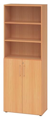 bümö Aktenregal & Schrank abschließbar, Büroschrank Regal Kombination Holz 80cm breit in Buche - abschließbarer Schrank für's Büro & Arbeitszimmer, Büro Möbel Ordnerschrank