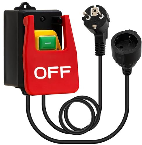 ADDLIVE Einphasige Ein Aus Schalter 200-250V 16A, Sicherheitsschalter mit Steckdose, Nullspannungsschalter, Notausschalter zum Schnellen Ausschalten von Frästisch und Anderen Elektrischen Geräten