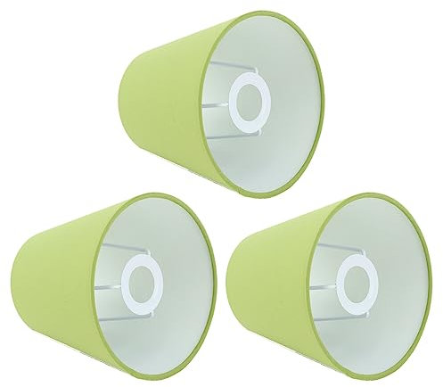 Abat-jour Lot de 3, petit abat-jour en tissu baril E14, abat-jours tambour pour lampes de table, lampadaire,en tissu moderne pour chambre à coucher, chevet (Vert pois)