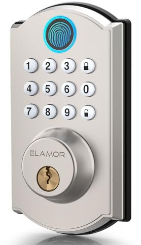 ELAMOR Fingerprint Door Lock - Keyless Entry Door Lock - Smart Locks for Front Door - Electronic Keypad Deadbolt Lock - Digital Door Lock with Code - Biometric Door Lock - Auto Lock - Easy to Install
