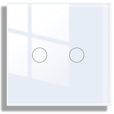 JIMEIDA Interruptor de luz táctil, empotrable, 2 vías, panel de cristal e interruptor de pared LED de estado, 600 W