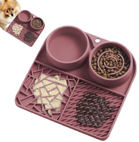 Wlikmjg Tapis Lechage Chien Et Chat par Ventouse 2 en 1 pour Chiens Tapis De Léchage Chien en Silicone sans BPA,Tapis De Leche pour Chien avec VentousesTapis À Lécher Passe Au Lave-Vaisselle