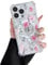 DEFBSC Magnetic Case for iPhone 14 Pro Max [Compatible with Magsafe], Clear Floral Flower Print Design Flexible Acrylic Bumper Protective Shockproof Case for iPhone 14 Pro Max - Pink Cosmos