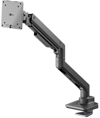 goobay Supporto per monitor con molla a gas per schermi XL da 17 a 49 pollici (43-124 cm), max. 20 kg, monitor da gioco e curvo, VESA 75/100 mm, nero 74416