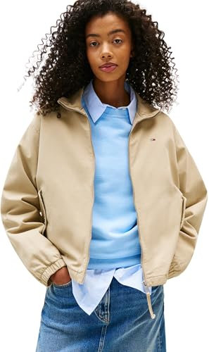 Tommy Jeans Damen Übergangsjacke Zip Cotton mit Reißverschluss, Beige (Silt), M