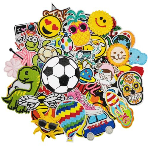 Yolistar 60 Stück Patches zum Aufbügeln, Zufällig Ausgewählte Stile, Bestickte Aufnäher zum Aufnähen, Bügelbilder für Textilien, und Handarbeiten,Kleidung, Hosen, Rucksäcke, Hüte, Jeans, DIY-Zubehör