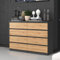 Home Collective Kommode, Schlafzimmer Flur, Schrank, Sideboard, Highboard mit 8 Schubladen, Breite 140 cm Höhe 97 | Anthrazit Artisan
