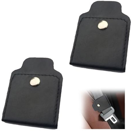 Auto Sicherheitsgurt Versteller, 2 PCS Premium PU Leder Sicherheitsgurt Clip für Fahrzeug Automobile Komfort Universal Schulter Nackenriemen Positionierer für Erwachsene (Schwarz-Snap-Typ)
