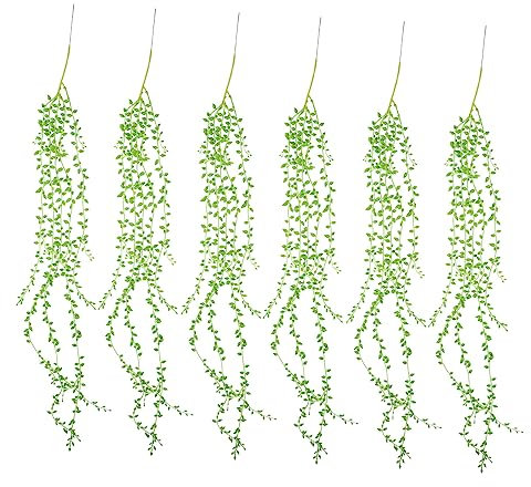 Amosfun 6stücke Künstliche Hängepflanze Simuliert Trauerpflanzen Dekorative Grüne Ranken Innen Garten Wanddeko Kunststoff