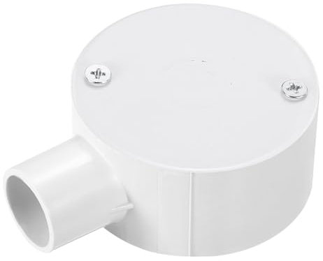 sourcing map PVC Conduit Box Junction Box 1 Way 20mm with Cover, M4 Screws for Home Hose Electrical Conduit Electronic Projects