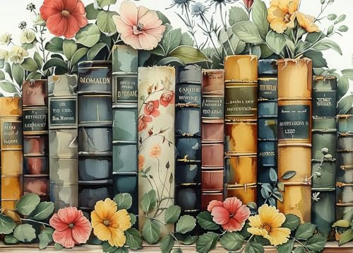 Bullglesup Puzzle für Erwachsene 1000 Teile, Vintage Books mit Poster, Teile Passen Perfekt Ineinander Buchstaben Auf der Rückseite Kein Staub, Geschenk für Ältere Senioren (70 x 50cm)