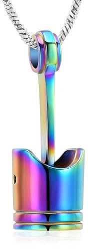 Ydmwannx Urnen-Halskette für Asche, Autoteil, Einäscherungsschmuck, Auto-Kolben-Asche-Anhänger, Edelstahl, Andenken, menschlicher Haustierschmuck für Männer