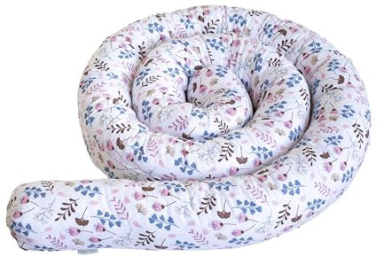 LOOLAY Schlangenkissen – Bettschlange Dekoratives und Vielseitiges Wohnaccessoire – Stilvoller Zugluftstopper – Rolle aus Bio-Baumwolle – Handgefertigtes Deko-Kissen (Blumen Rosa 300 cm)