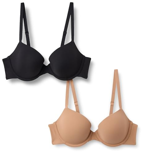 Amazon Essentials Women's Microfibre Demi-Cup Bra, Pack of 2