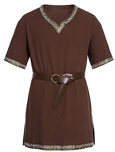 RUMAOZIA Costume da cavaliere medievale da uomo, per Halloween, per cosplay, surcoat vestito, tunica, retrò, abbigliamento medievale, gonna templare, tunica, rinascimentale, vichingo, crociata