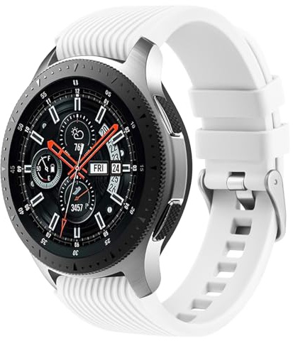 Bracelet Compatible avec Samsung Galaxy Watch 3 45mm/Galaxy Watch 46mm/Huawei GT 2 46mm, 22mm Souple Silicone Bracelets Remplacement pour Samsung Gear S3 Frontier pour Hommes Femmes (Blanc)