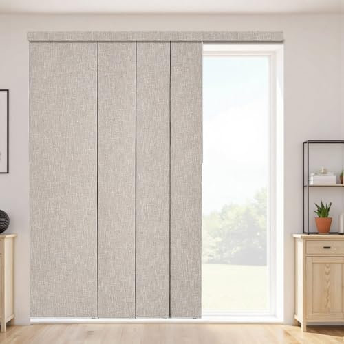 VEVOR Persianas de Panel Extensibles Ancho de 116-218 cm Paneles Recortables Alto de 243 cm Opacas Verticales para Puertas Correderas, Puertas de Patio, Separadores de Ambientes, Ventanas, Marrón