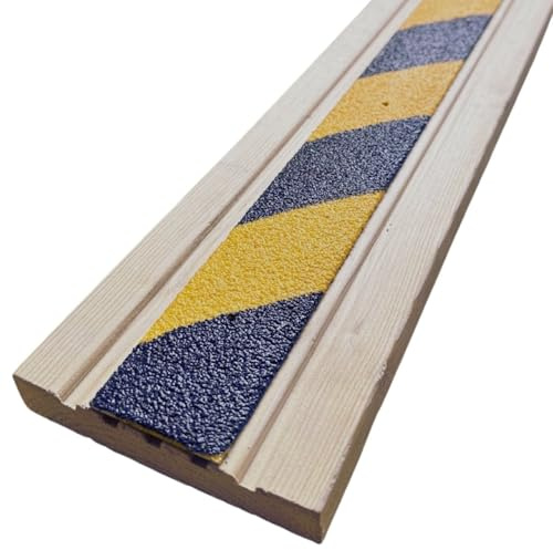 Non Slip Decking Strips – Anti Slip GRP Tread for Garden, Ramp, Stair & Patio – Anti Skid Safety Strips for Wood & Composite Decking for Outdoor Steps – Hazard 1200mm x 50mm - Slips Away
