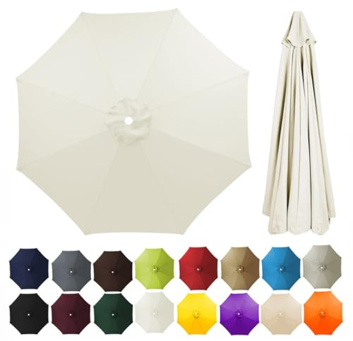 Telo di Ricambio per ombrellone da Giardino da 2,7/3/3,5/4 m per ombrellone da Giardino a 8 Stecche, Telo di Ricambio per ombrellone da Giardino Rotondo da Esterno (Bianco Sporco,