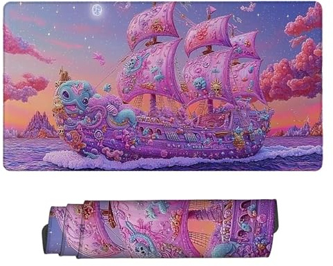 Large Game Tapis de Souris Voilier en mer avec Base en Caoutchouc Antidérapant Extended XXL Long Clavier Pad de Table Grand Tapis Souris, pour Personnel Bureau, Accessoires Gaming 100 x 50 cm k-306