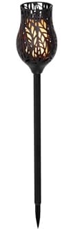 Lumineo Solar LED Beleuchtung Fackel 42cm Kunststoff Flammenlicht - Gartenfackel Solarleuchte Garten - Stablampe Außenleuchte Gartenleuchte - Solarlampen Wegeleuchte Stableuchte - Schwarz