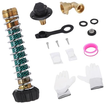 Hamwesh Bride d'Entrée d'eau pour Camping-Car, Raccord Fileté en Laiton, Couvercle en Plastique 3 4 NH Femelle vers 1 2 NPT Mâle, Entrée 'Eau pour Camping-Car avec Clapet Anti-Retour, Connecteur