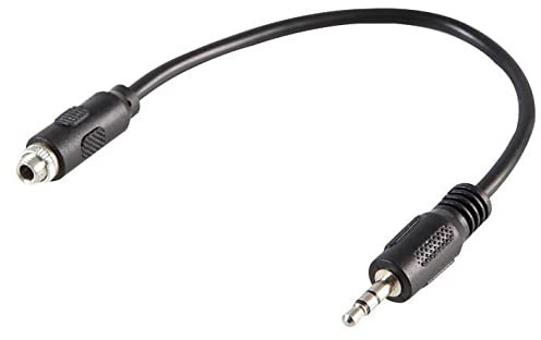Pro Signal 3.5mm Stereo Jack Plug to 3.5mm Panel Mount Socket Lead, 150mm Black