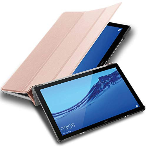 Cadorabo Tablet Case works with Huawei MediaPad T5 10 (10.1 Zoll) in PASTEL ROSE GOLD – Ultra Thin Book Style Protection Cover made of Faux Leather WITHOUT Auto Wake Up with Stand Function
