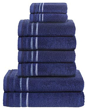 PANA Frottier-Serie Jasmina • Frottee Handtücher Set • weicher Badteppich • 100% Baumwolle • Ökotex Zertifiziert • Set: 2 Gästetücher + 4 Handtücher + 2 Duschtücher • Farbe: Blau