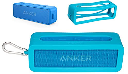 Alltravel Coque en silicone pour haut-parleur Bluetooth portable Anker Soundcore 2, SoundCore 2 12 W, protection complète 6 directions, peau personnalisée avec couleurs et formes assorties