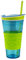 Snackeez Travel Snack & Drink Cup with Straw, Blue,16 oz