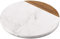 Flexzion Rundes Marmor-Käsebrett – 27,9 cm weißer Marmor und Holz Käsebrett für Charcuterie, Käse, Schneiden, Gebäck, Untersetzer – antihaftbeschichtet und hitzebeständiges Marmorbrett