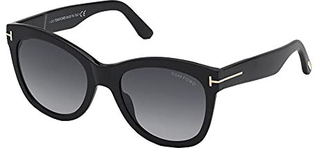 TOM FORD Unisex FT0870 Sunglasses, Shiny Black, 54/20/140
