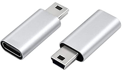 Duttek Adattatore USB C a Mini USB, USB C Tipo C Femmina a Mini USB Maschio Connettore per Sincronizzazione e Ricarica Dati (Argento)