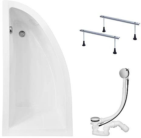 KOLMAN Badewanne Eckbadewanne Praktika 140x70 Links ohne Verkleidung - Ablaufgarnitur VIEGA & Füße