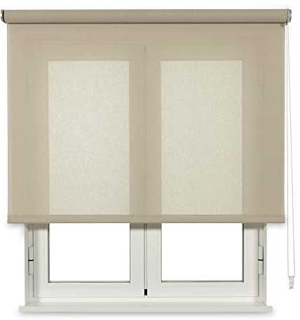 VIEWTEX Tenda a Rullo traslucida Cotone (Cotone Riciclato) Beige 180 X 250cm - Made in Europe - 5 Anni di Garanzia