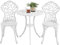 Yaheetech 3-Piece Bistro Dining Set, Outdoor Patio Table and Chairs Antique Aluminium Furniture for Garden Backyard Porch Balcony Lawn Pool, White