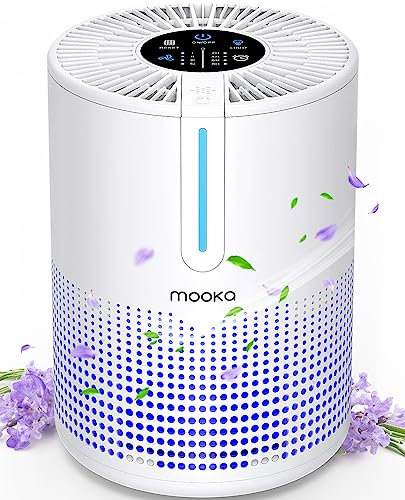 Air Purifiers for Bedroom Home, MOOKA H13 HEPA Filter Small Portable Air Purifier with USB Cable for Smokers Pollen Pets Dust Odors Office Car 300 Sq.Ft, Desktop Air Cleaner, Fragrance Sponge, M01