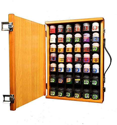 AEROGRAFANDO Wooden case with practical handle and clip closure - suitable for Citadel model colors - 42 seats