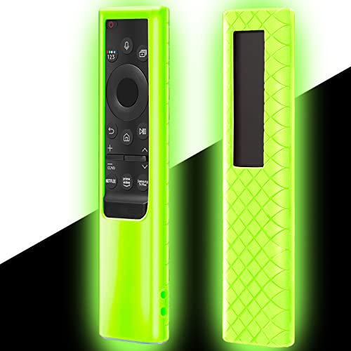 Case Compatible with Samsung Smart TV Remote Control 2021/2022, Remote Cover for Samsung Solar Cell Remote BN59-01357 BN59-01385 BN59-01265A Universal Silicone Skin Sleeve Glow in The Dark Green