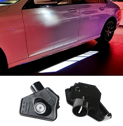 Duleutgnu 2 Stück Umfeldbeleuchtung LED Seite unter Außenspiegel Umgebungslicht Autotür Logo Türbeleuchtung Innenraum Ghost Projektor Willkommenslicht RückSpiegel Zubehör Glaslinse für Mercedes Benz