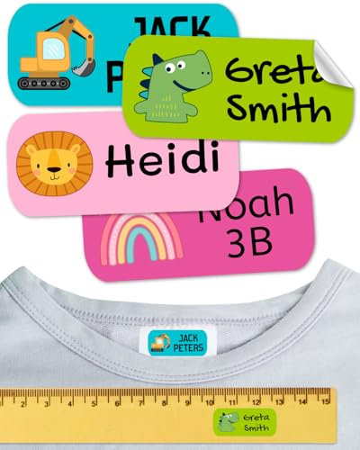 50 Etiquetas para ropa SIN PLANCHAR resistentes a los lavados. Pegatinas personalizadas para material escolar. Etiquetas Adhesivas para niños, guardería y colegios