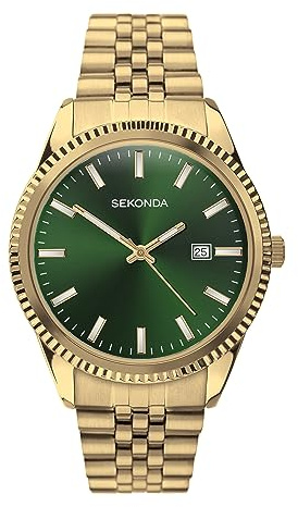 Sekonda – King – Herrenuhr mit grünem Zifferblatt mit 42 mm Durchmesser und Edelstahlarmband